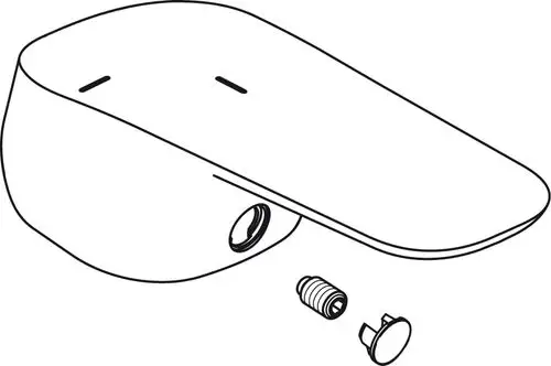 Griff-Set aus Kunststoff in chromfarbener Ausführung, bestehend aus einer Abdeckung und zwei Schrauben, hergestellt von Ideal Standard.